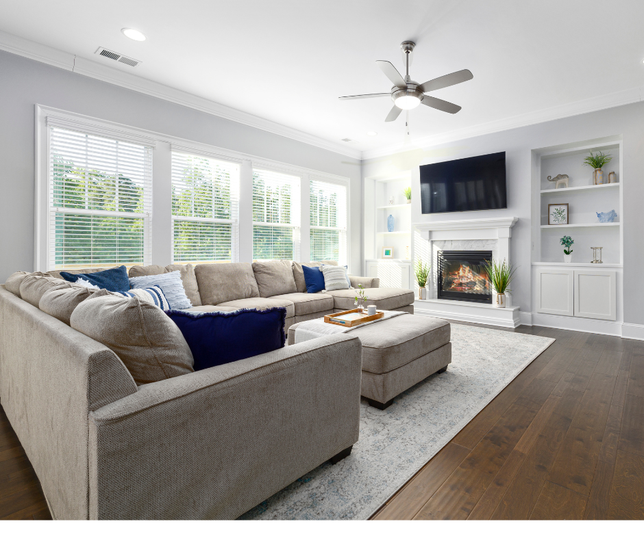 Bright Northern Michigan living room where indoor air quality testing identifies invisible pollutants 
